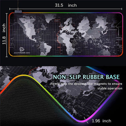 Dragon RGB Gaming Mouse Pad World Map RGB Lighting