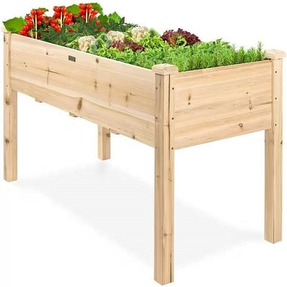 Outdoor 4-ft x 2-ft Fir Wood Raised Garden Bed Planter Box