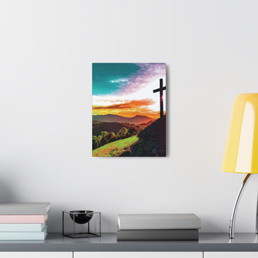 Canvas Wall Art Decor, Cross on Hilltop Print