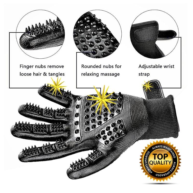 Bristled Pet Grooming Gloves One Size Fits All